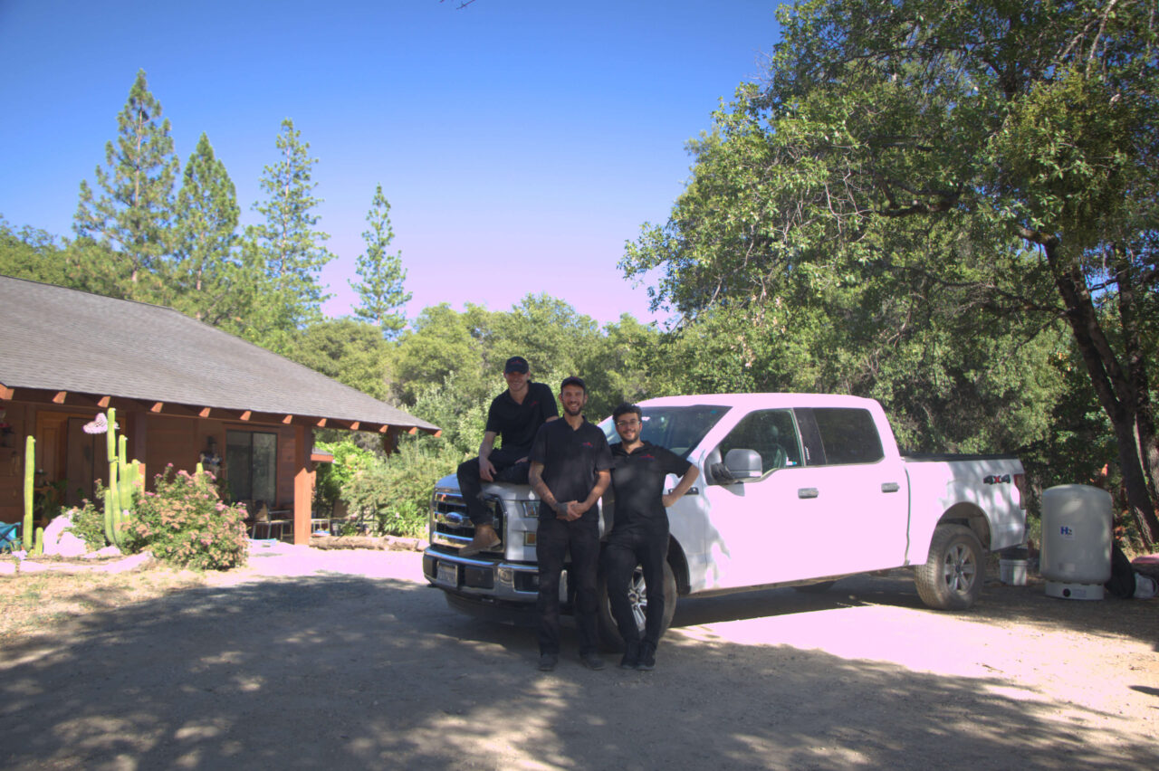 The Americas Chimney Sweep truck parked outside a home in the Sierra foothills
